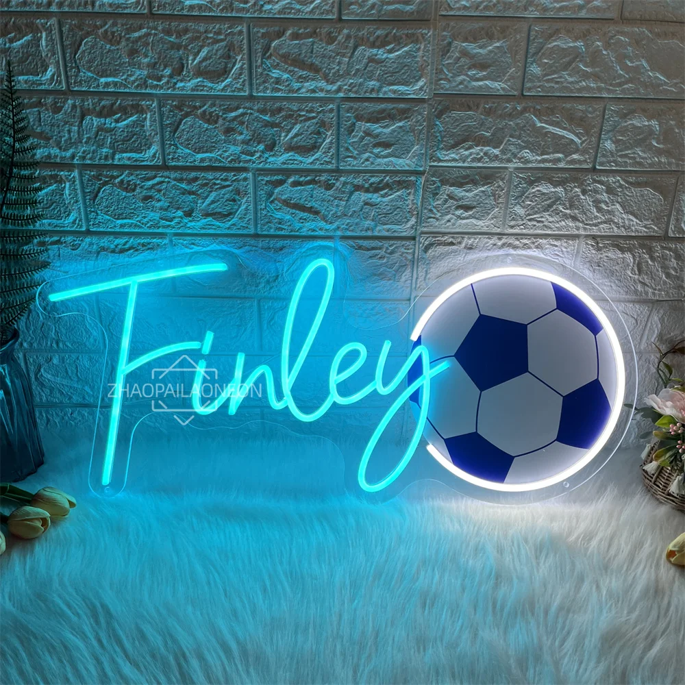 Custom Neon Sign Kids Football Custom Led Name Neon Signs Logo Personalized LED Name Neon Lights Kids Home Room Wall Decor Gifts