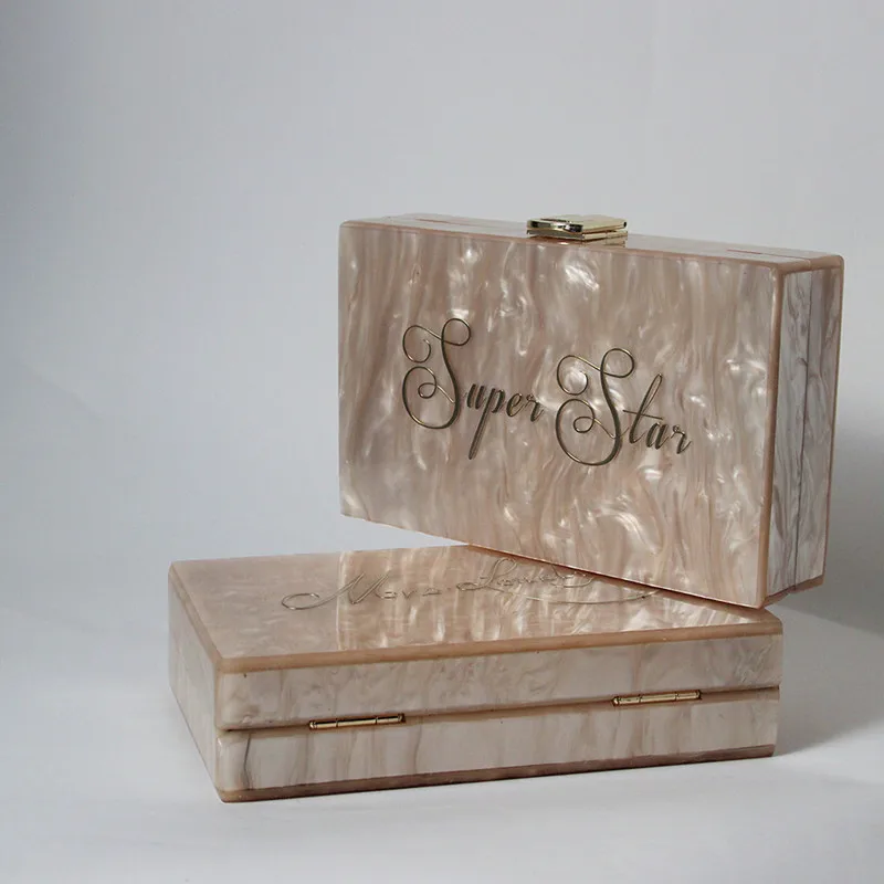 

New Trendy Handbag Fashion Women Bags Black Letter Acrylic Luxury Party Evening Bag Woman Wedding Cute Vintage Box Clutch Purse