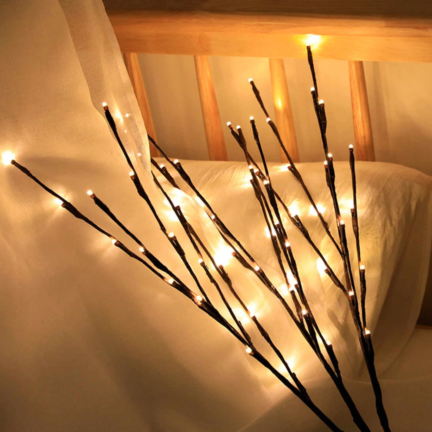 Éclairez votre espace avec cette belle et élégante lampe LED à branches de saule alimentée par batterie, parfaite pour améliorer votre mariage