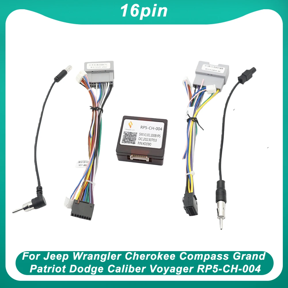 Car 16pin Harness Adapter Canbus Decoder For Jeep Wrangler Cherokee Compass Grand Patriot Dodge Caliber Voyager RP5-CH-004