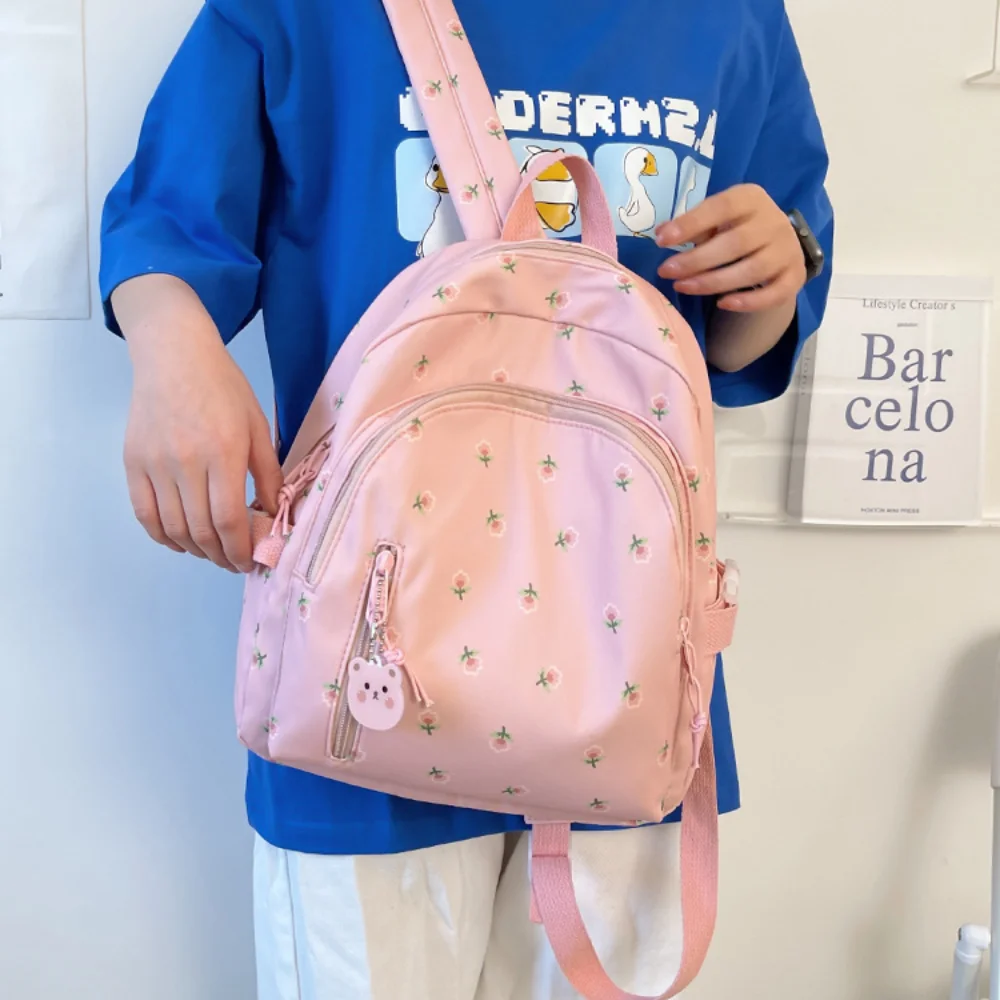 New Printed Flower Mini Backpack School Kawaii Backpack for Girls, Casual Daypack Ladies Waterproof Rucksack Handbags