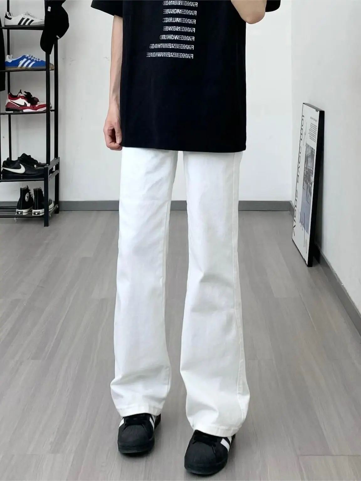 

Мужские джинсы Cleanfit American High Street: винтажные, простые, белые, базовые, прямого кроя, зауженные, модные, повседневные, из денима