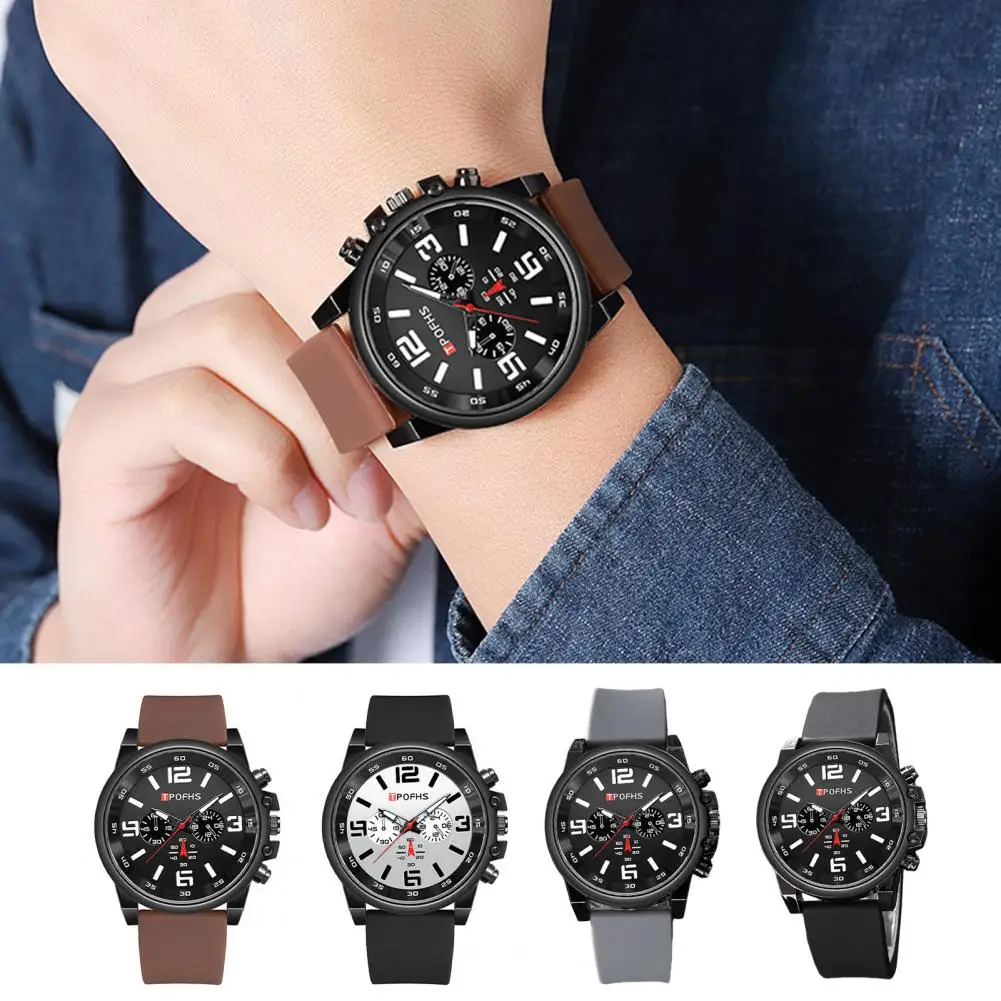 Casual Men Watch Stylish Men's Quartz Wrist Watch with Silicone Strap Minimalist Design Casual Fashion Jewelry for Teens Males