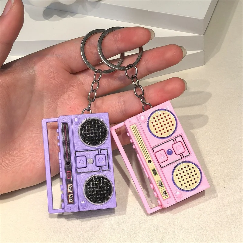 Creative Funny Mini Radio Recorder Music Toys Classical Bag Ornaments Keychain Gift view 2