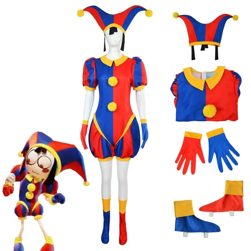 Kids Amazing Digital Circus Pomni Cosplay Costume Womans Sexy Jumpsuit Cartoon Theater Ragatha Jax Caine Costume Christmas Gifts