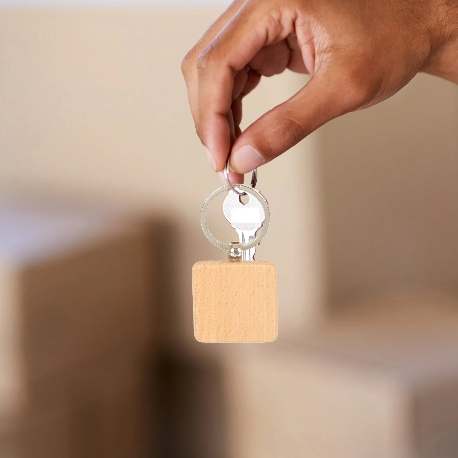 

5pcs Wooden Keychain Blanks Craft Material Unfinished Diy Tags Keyrings Personalized Gifts Luggage Accessories Handbag