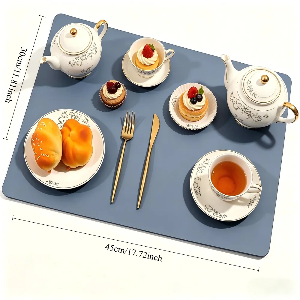 Teardrop Solid Color Placemats Nordic Style Faux PU Waterproof Oil-Proof Heat Resistant Mats for Home Hotel Dining Table
