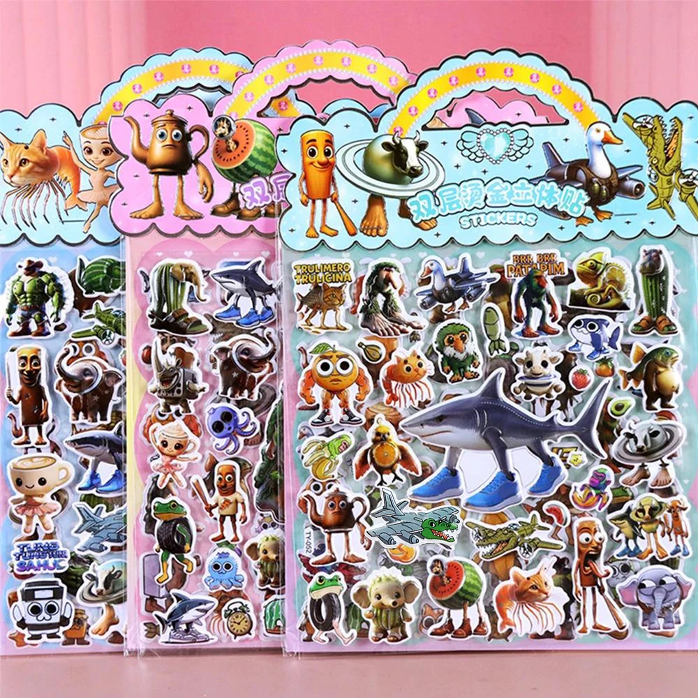

Tung Tung Sahur 3D Double Layered Bubble Stickers Waterproof DIY Scrapbook Diary Phone Funny Italian Brainrot Animal Sticker Toy