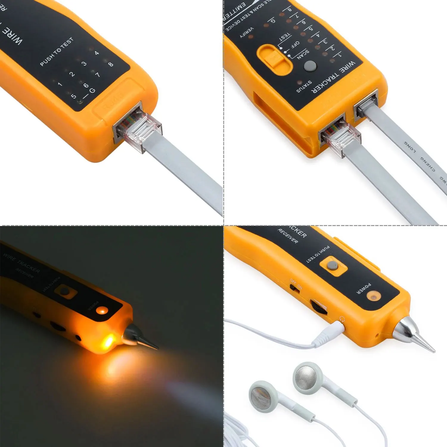 اختبار كابل شبكة الشبكة المحلية ، تعقب الأسلاك ، مكتشف خط الكاشف ، مجموعة أدوات تشخيص النغمة ، STP UTP Cat5 Cat6 RJ45 RJ11