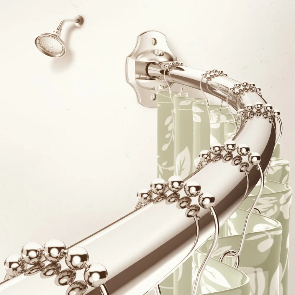 

Curved Shower Rod Adjustable 42-73 Inches Stainless Steel Bathroom Space Saver Chrome Finish