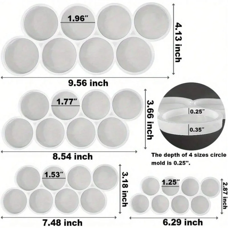 แม่พิมพ์เครื่องประดับแม่เหล็กแบบวงกลม 32 ช่อง, พวงกุญแจวงกลมตกแต่งแม่พิมพ์เรซินซิลิโคน (ไม่มีรู) งานฝีมือ