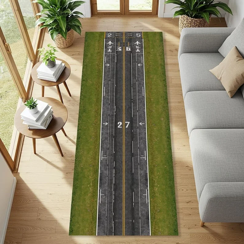Runway Runner Rug Children's Warm Climbing Mat Terminal Racing Runway Carpet Living Room Bedroom Home Decoration