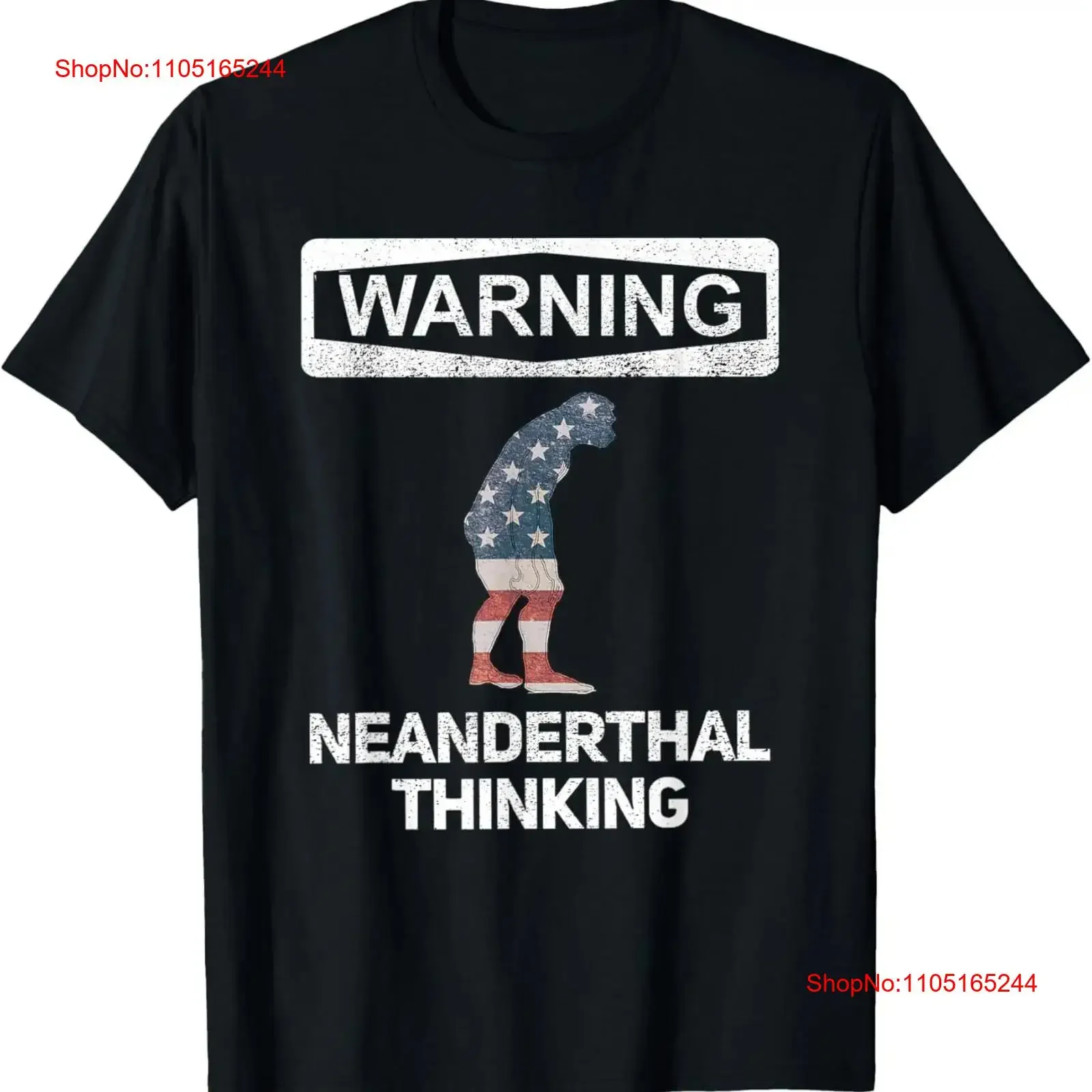 

American Flag Neanderthal Thinking for Proud Neanderthals T Shirt vintage Washed streetwear Breathable fashion Slightly