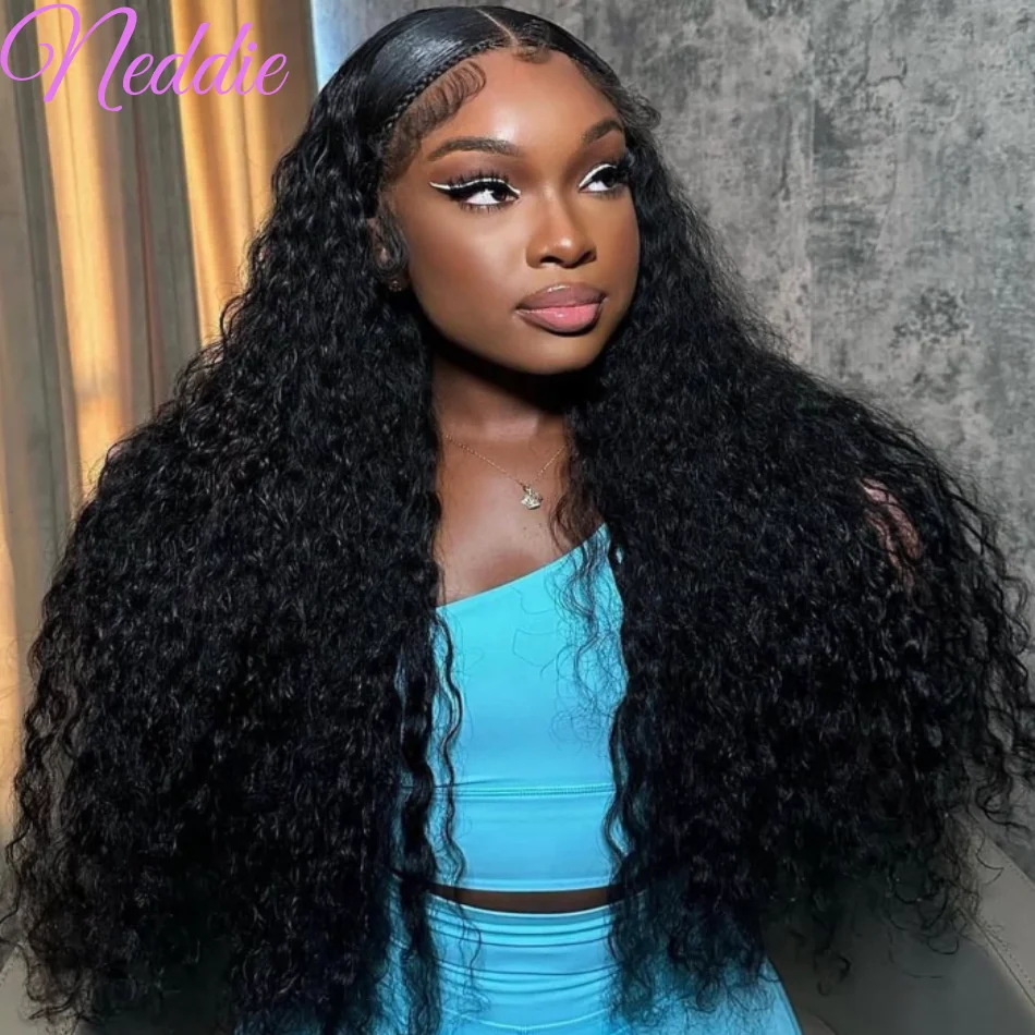 Deep Wave Lace Frontal Human Hair Wig 13x6 HD Transparent Curly Wigs 100% Natural 30 32 Inch Brazilian Wigs Lace Front wigs