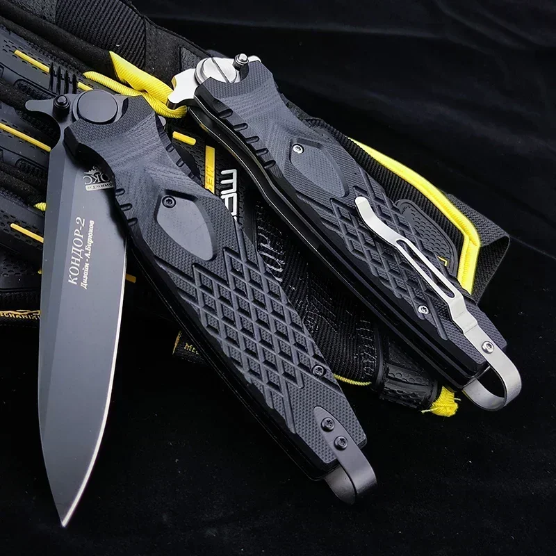 Russian hokc outdoor multi-purpose self defense Hunting camping EDC folding knife D2 blade black G10 handle EDC Gift series