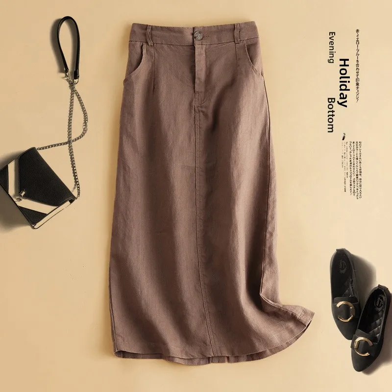 

Ретро лоскутная цветная хлопково-льняная юбка трапециевидной формы больших размеров, женская свободная посадка с высокой талией, летняя цельная юбка Dr