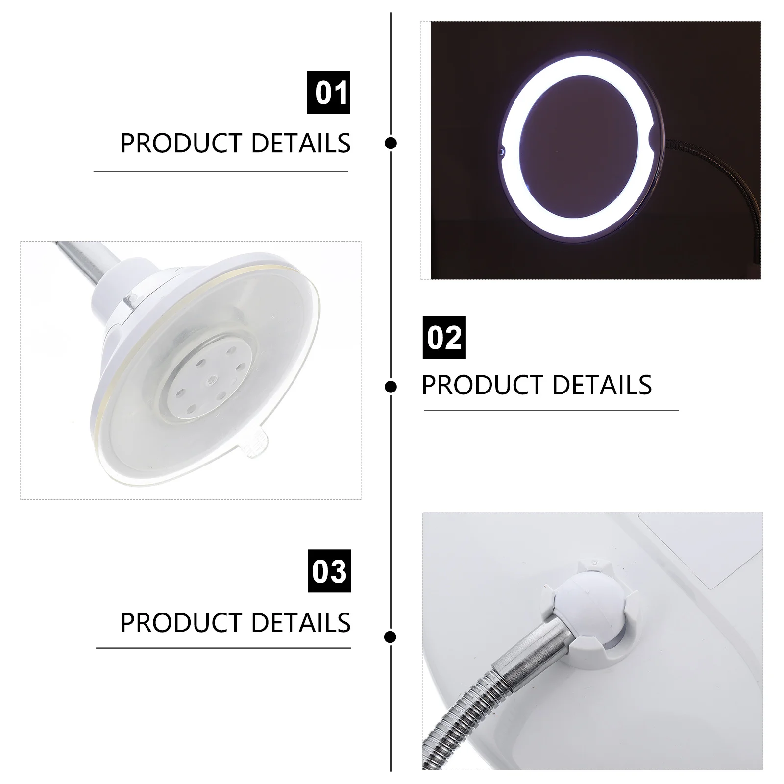 360도 회전 10배 확대 메이크업 거울 흡착컵 LED 조명 아이 메이크업 아이라이너 눈썹 화장 거울