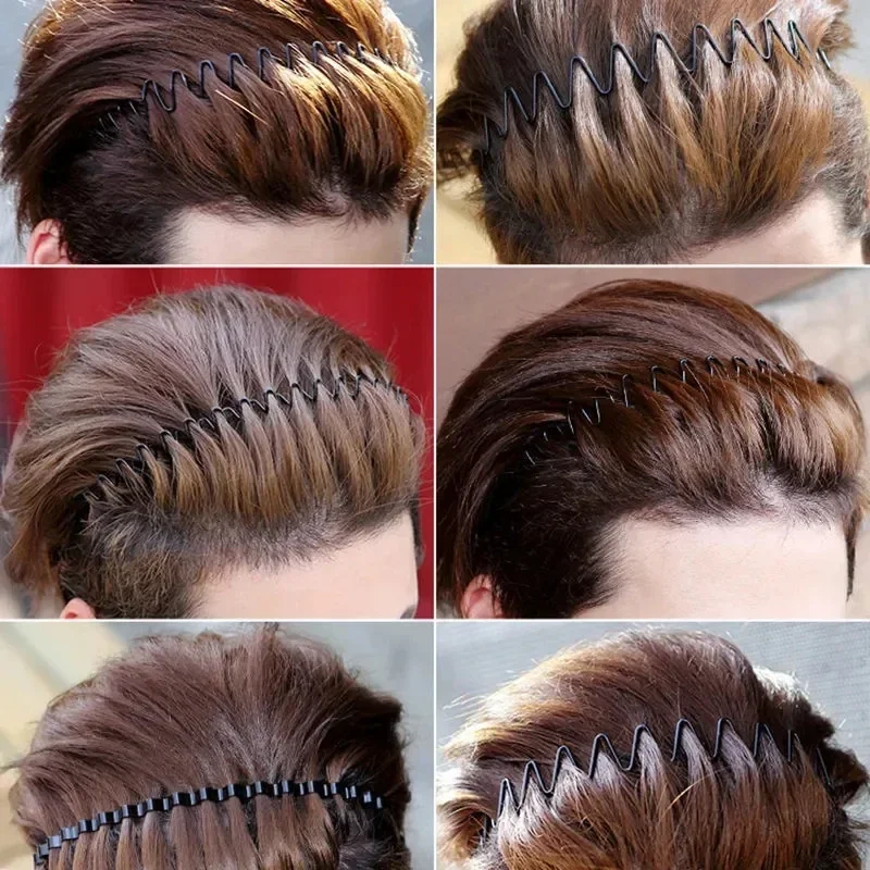 6/1 قطعة رباط شعر معدني أنيق للرجال والنساء للجنسين أسود مموج الشعر رئيس هوب عصابة رأس رياضية هيرباند إكسسوارات الشعر #6