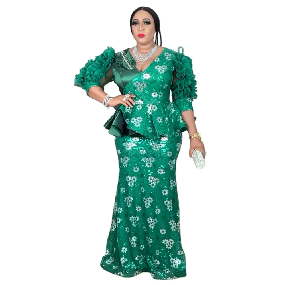 ชุดเดรสงานเลี้ยงสไตล์แอฟริกันสำหรับผู้หญิง ปี 2025 ชุดราตรีงานแต่งงานมุสลิมแบบหรูหราสไตล์ตุรกี ไซส์พลัส ชุดเดรสยาวเข้ารูปประดับเลื่อมแบบเซ็กซี่