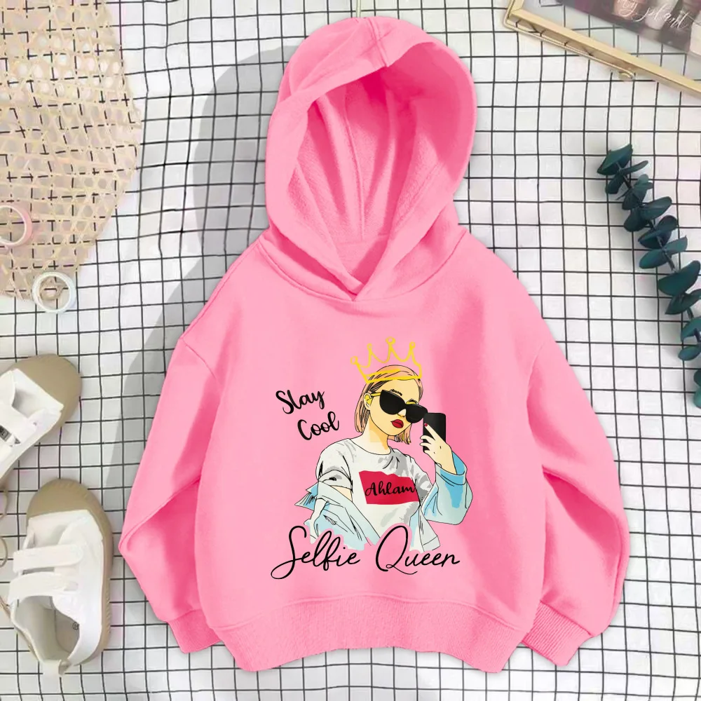 2026 New Fleece--lined children's hoodie; girls' undergarment; fashionable winter long-sleeved, lightweight, loose-fitting jacke