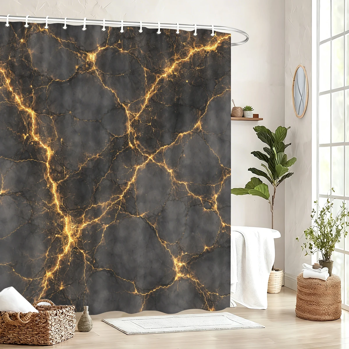 

Marbling Pattern Polyester Shower Curtain - Stylistic Bathroom Decor, Fashionable Bath Linen for Home Hotel