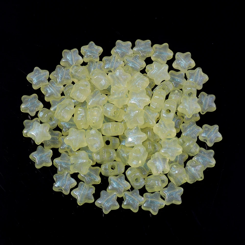 100 teile/los Transparent Acryl Stern Perlen 10mm Funkelnden fünfzackigen Stern Perlen Lose Spacer Perlen Für DIY Schmuck Machen