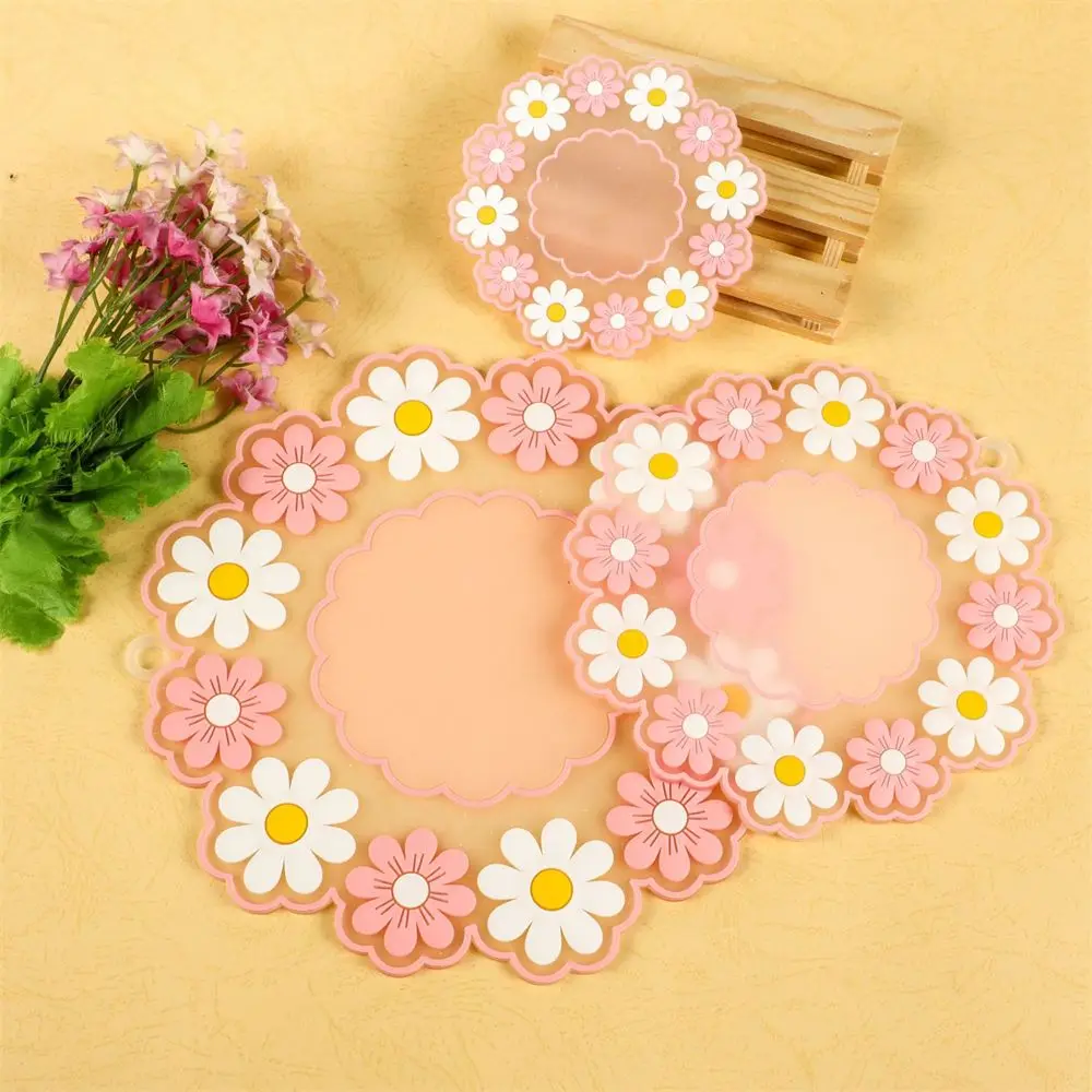 Daisy Flower Heat Insulation Pad Dining Table Mat Anti-skid Cup Pads Non-slip Coaster Pot Holders Placemats Kitchen Accessories