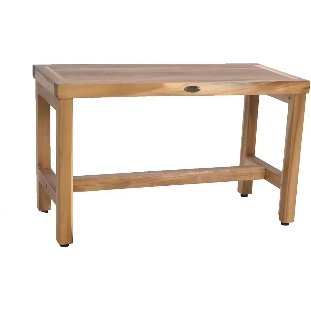Ducha de teca terrosa Asiento de madera Banco de patio de madera de teca natural para jardín Banco sin brazos para exteriores - 30 pulgadas de largo