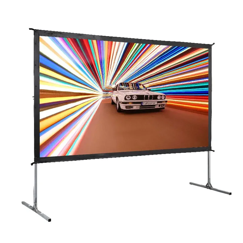 

135 inch foldable projector screen with aluminum alloy stand fast folding projection