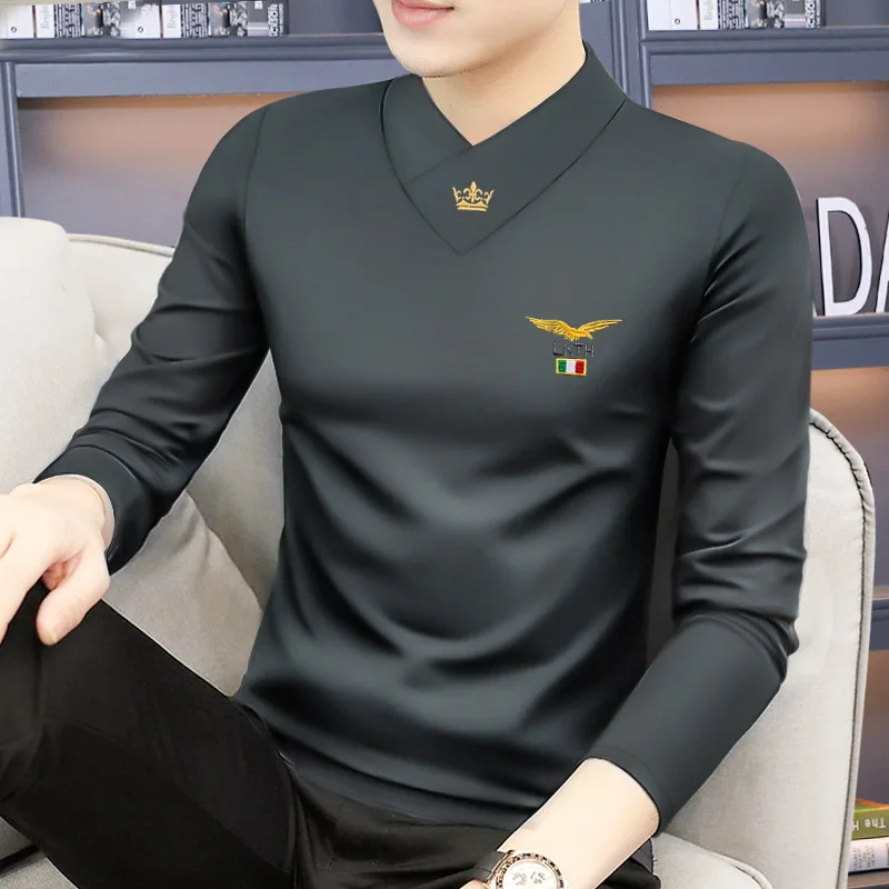 

Warmth Men's Long Sleeve T-Shirt V-Neck Slim Fit Base Shirt Trendy Brand Men's Fashion Autumn Winter New Arrival Body Heat Re...