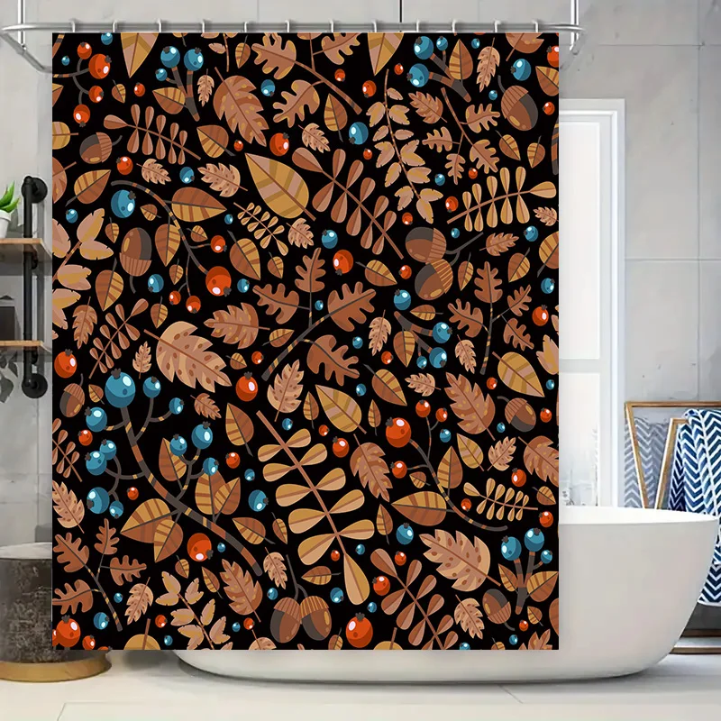 

Винтажные осенние листья с узором в виде листьев, водонепроницаемая занавеска для душа в ванной комнате, декор для дома, текстиль, художественный принт, дизайн черного, оранжевого, красного цвета, bl