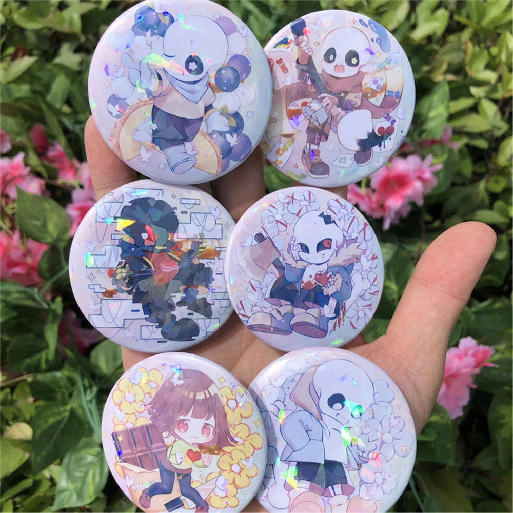 Anime UNDERTALE Sans Frisk Asriel Dreemurr Toriel Papyrus Cosplay Badge Pin SPTE Tinplate Brooch Prop