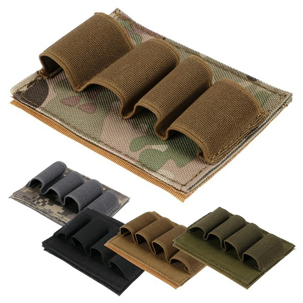 Bullet Bags Stickers Nylon 4-Shell Shotgun Buttstock Ammo Pouch Tactical Backed Carrier Card MOLLE Hunting Gun Accessory ﻿