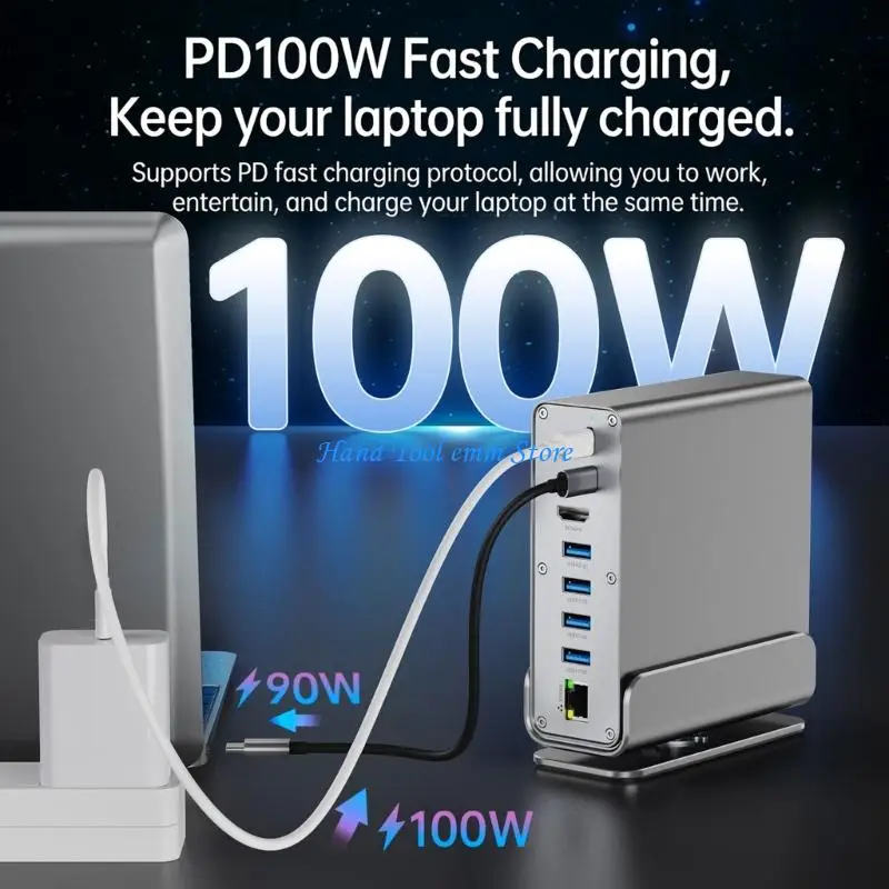 

H37F 15 In 1 USB C Hubs For Laptops Includes 4K HDTV PD100W Charging Gigabit And Expandable Storage Slots
