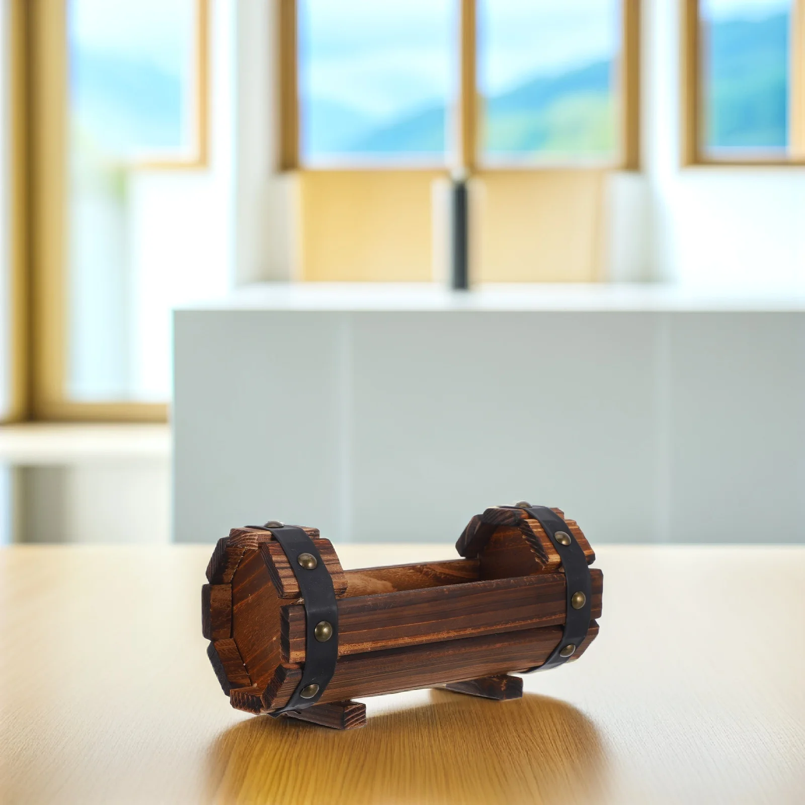 

Wooden Flower Pot Large Capacity Breathable Planter Balcony Outdoor Decor Garden Planters Vegetables Succulents Wooden Barrel