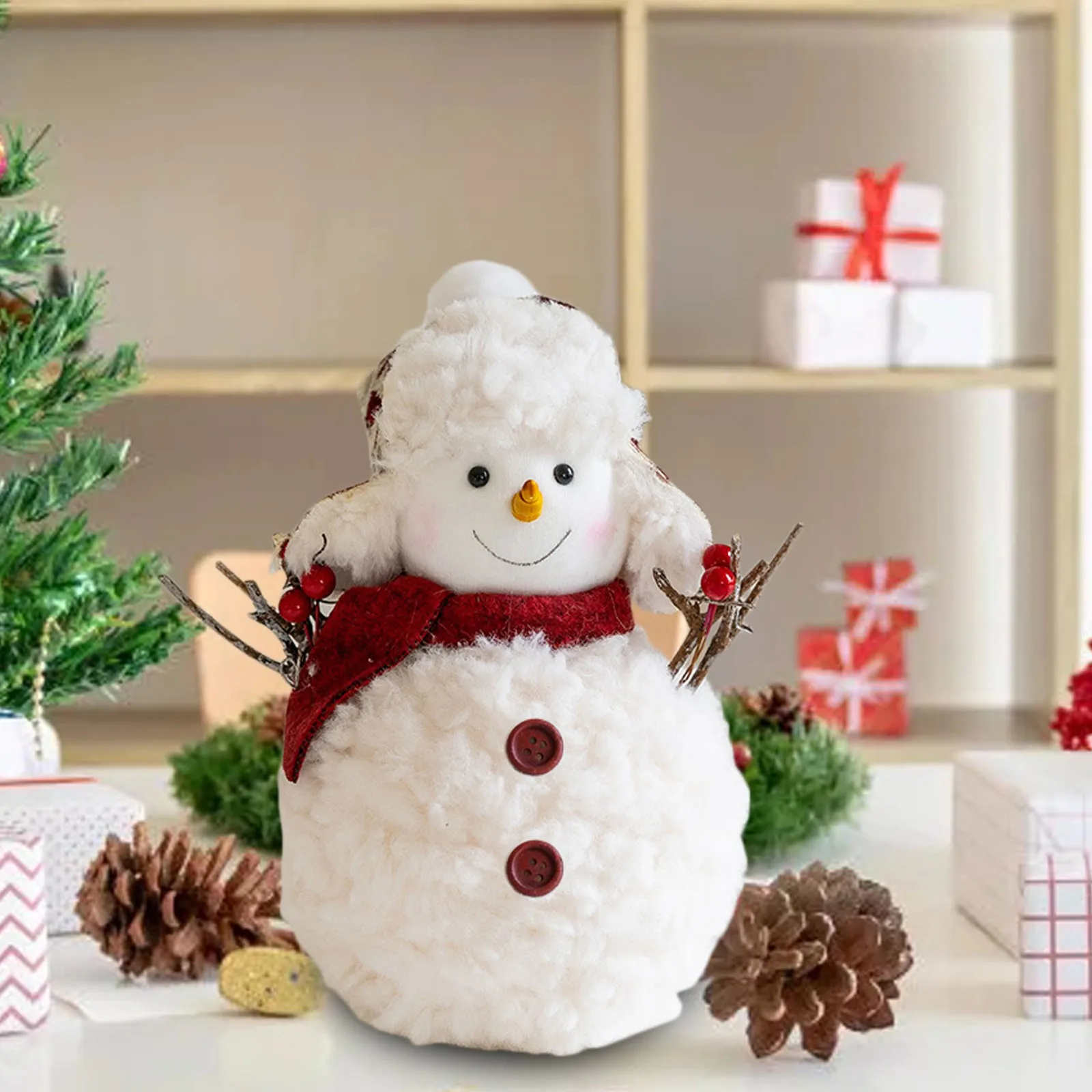 Colorful Ornament Set Christmas Ornaments Christmas Round Hat Snowmen Dolls Xmas Decoration Garden Figurines And Statues Large