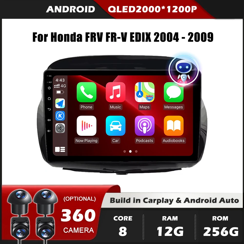 

Car Radio Carplay For Honda FRV FR-V EDIX 2004 - 2009 GPS Navigation Android Auto Stereo Multimedia Player 5G Wifi Screen BT RDS