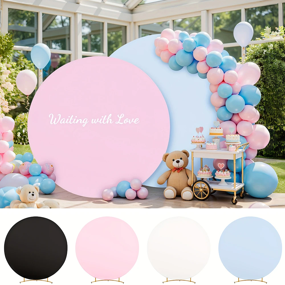 Black Round Backdrop Cover Custom Solid Color Circle Photography Background for Wedding Birthday Party Baby Shower Photo Props