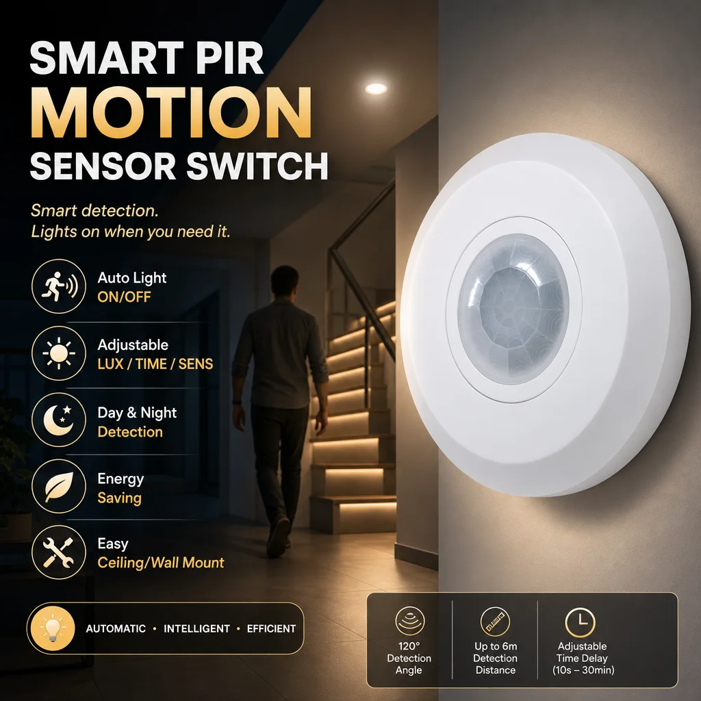 110V-220V Surface Mount Ceiling Human Body Infrared Sensor Switch Indoor for 300W LED Lighting Control
