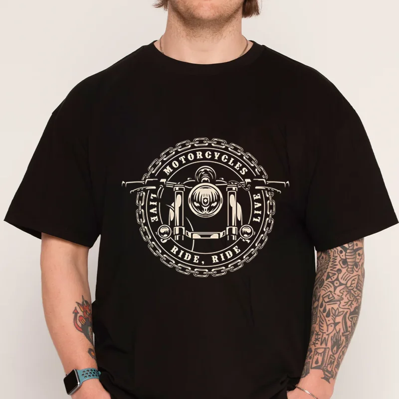 

Motorcycle Live Ride T-shirt New Fashion 100% Cotton Men Short Sleeve Printing O-Neck Casual T Shirt