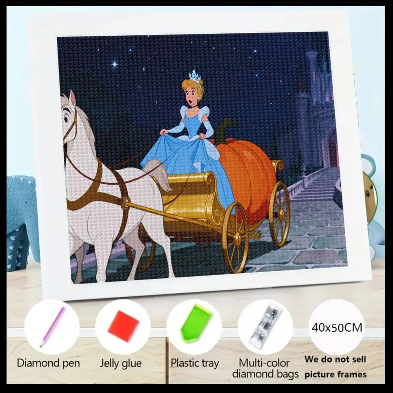 

1 шт. DIY 5D полный дрель комплект алмазной живописи, очаровательная принцесса Золушки в волшебной тыквенной карете и замок сказочная сцена,