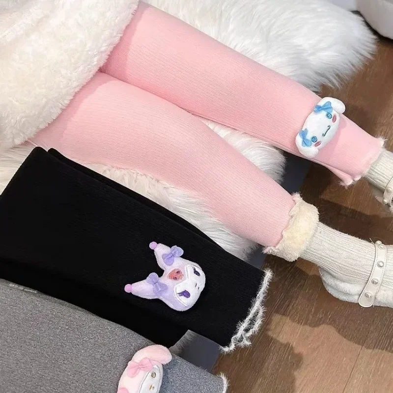 

Spring Kawaii Autumn Kuromi My Melody Anime Sanrio Velvet Casual Pants Cute Cartoon Cinnamoroll Warm Clothing Gifts for Kids