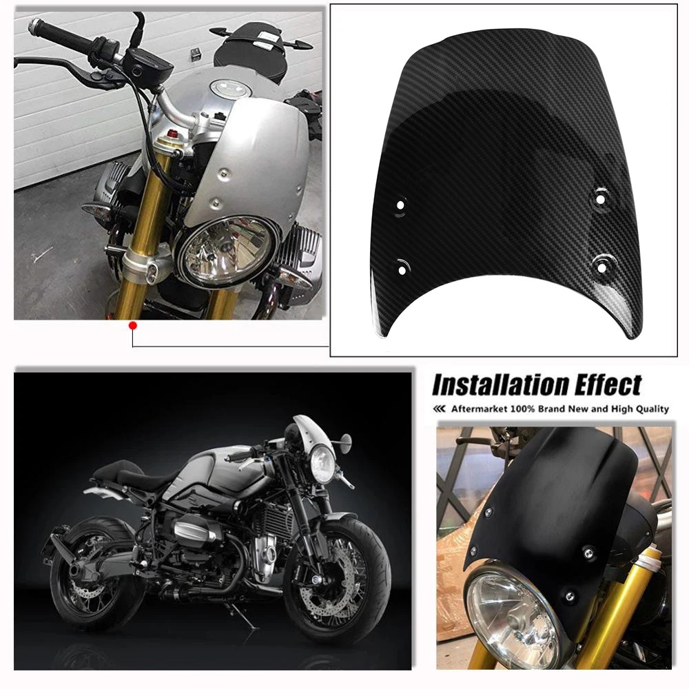 

ABS Plastic Carbon Fiber Look Windshield Windscreen Flyscreen Wind Deflector For BMW R NINE T R9T 2014 2015 2016 2017 2018 2020