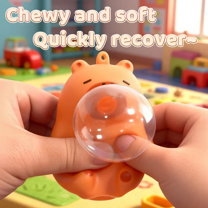 QQ-1PC Creative Capybara Spit Bubble Pinch Toy Kids Stress Relief Squeeze Interactive Fidget Decompression Gift