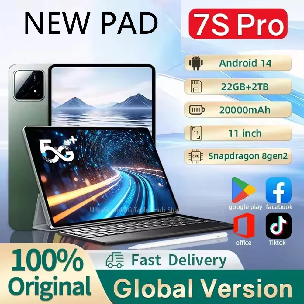 

New Pad 7s Pro Original 11inch Tablet Android Tab 20000mAh 4G 5G Dual SIM WIFI Global Version Children's Tablets Kids Tablet PC
