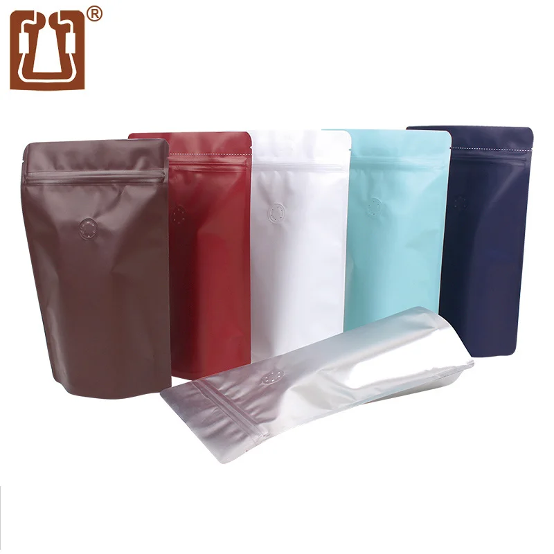 Zhanfei Packaging Half Pound Coffee Bag One-way Air Valve 10Pcs Self-contained Kraft Aluminum Foil Coffee Bean Packaging Bag