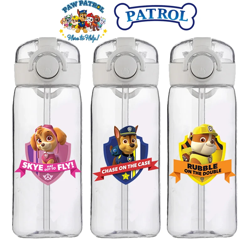 PAW Patrol Chase Marshall Rocky Zuma Rubble Skye Straw Cup Children's Water Cup Food Grade Cartoon Plastic Kettle Anti-Drop Cup