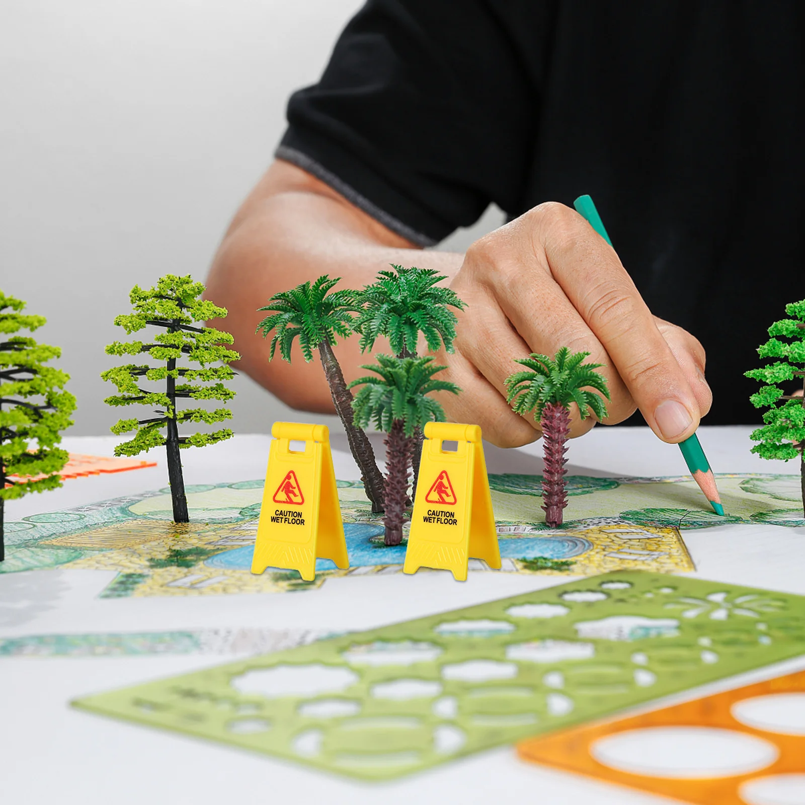 

15pcs Simulation Roadblock For Kids Miniature Driving Simulator Traffic Signs Set Plastic For Sand Table Learning Educational