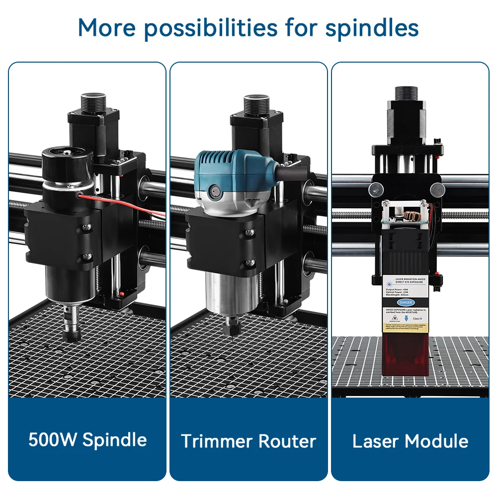 Imagem -03 - Fresadora Cnc com Trilho Grande Gravação a Laser Eixo Roteador para Madeira Alumínio Pcb 4030 por 500w Eixos