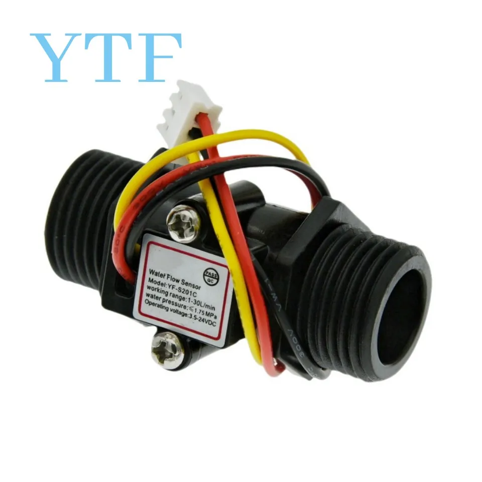 Transparent Black Flow Meter YF-201C Water Flow Sensor Turbine Flow Meter 4 Points Flow Sensor